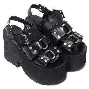 UNIF Chunky Platform O-Ring Hardware Buckle Sandals w/ Ankle Strap